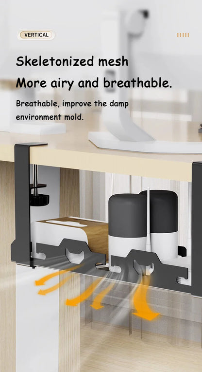 Teleskopowa półka pod biurko – organizer na kable bez wiercenia