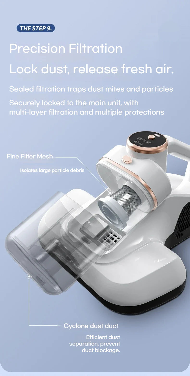 Odkurzacz do roztoczy 10000Pa – UV, podwójny zbiornik, 3 tryby