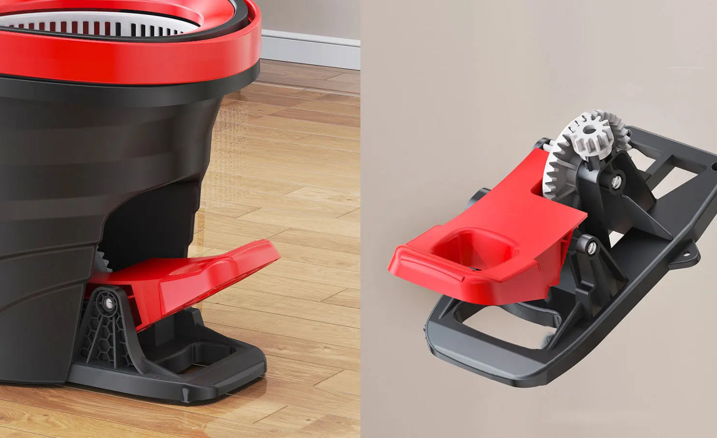 Kompletny zestaw mop obrotowy z wiadrem – system łatwego wyciskania