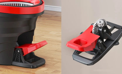 Kompletny zestaw mop obrotowy z wiadrem – system łatwego wyciskania