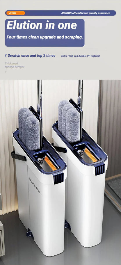 Mop płaski JOYBOS 33 cm z wiadrem – system 2w1 mokre & suche czyszczenie